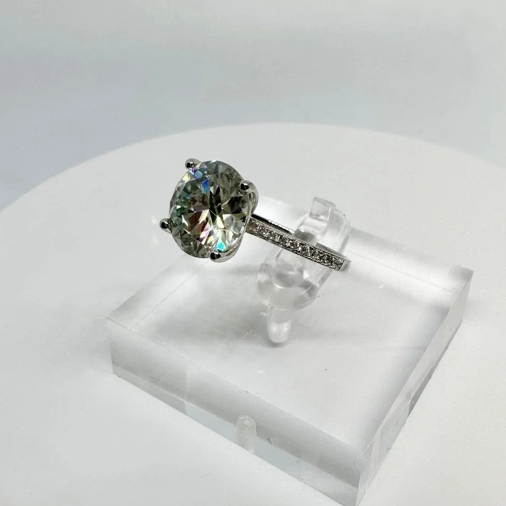 Moissanite Diamond Engagement Ring 3 Ct Round Cut Solitaire GRA Size 9